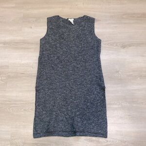 Max Studio Knit Sweater Shift Dress Marled Black Sleeveless Side Slits Size S